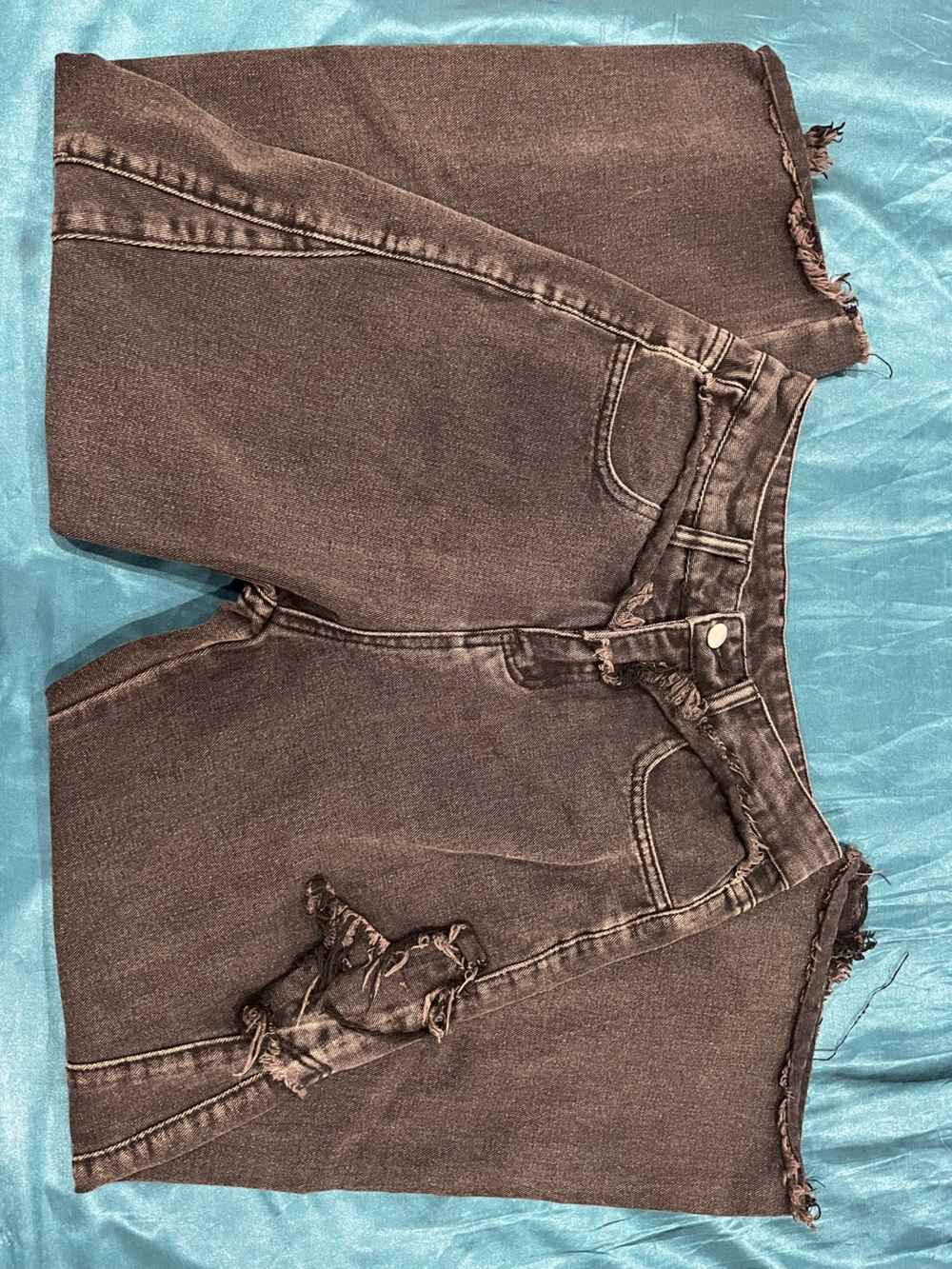 High-Rise Distressed Women's Jeans - Washed Brown